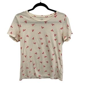 J. Crew Tee cotton tee in cream red lobster print beachy coastal preppy summer